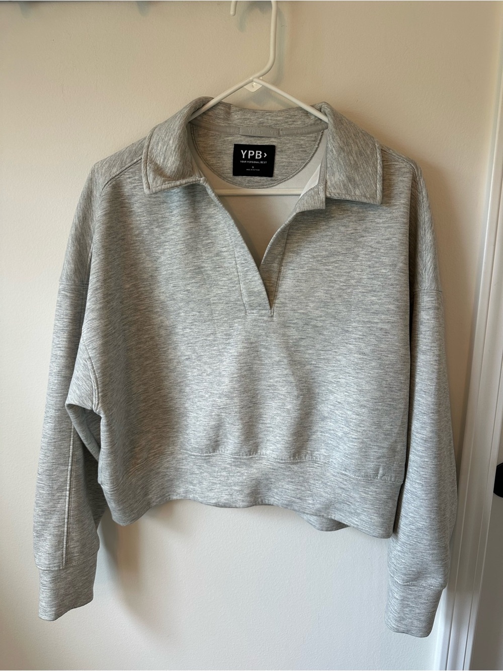 Abercrombie YPB Light Gray Collared Pullover Sweatshirt
